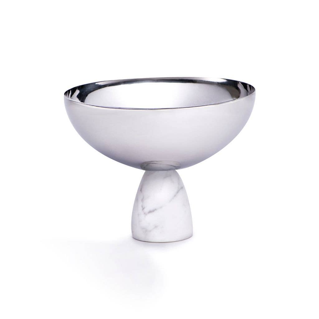 Coluna Nut Bowl Marble and Silver