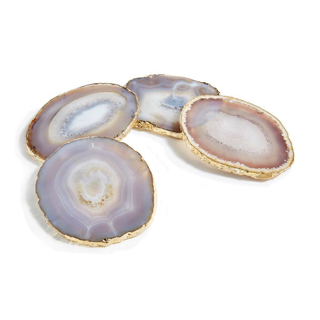 Lumino Coasters, Smoke Agate & Gold, Set of 4