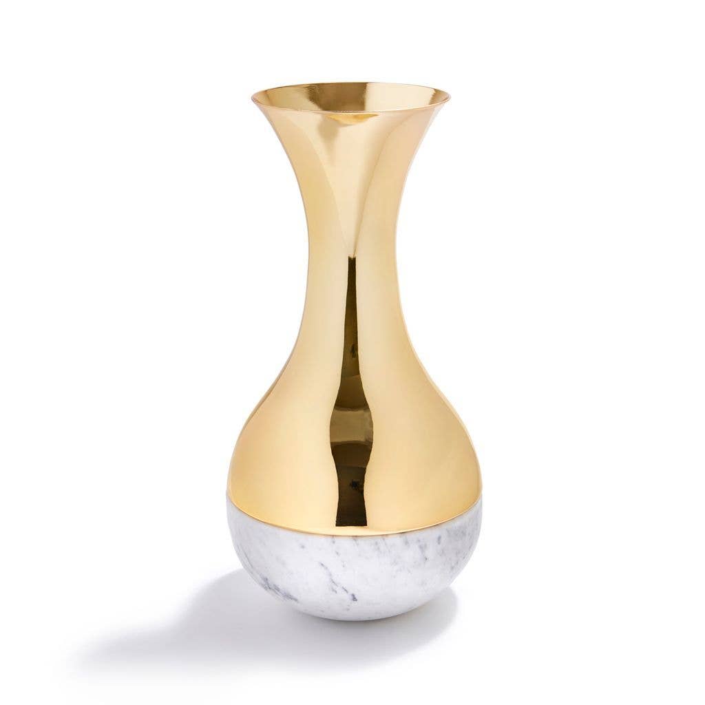 Dual Vase Marble & Gold: Carrara Marble / Gold