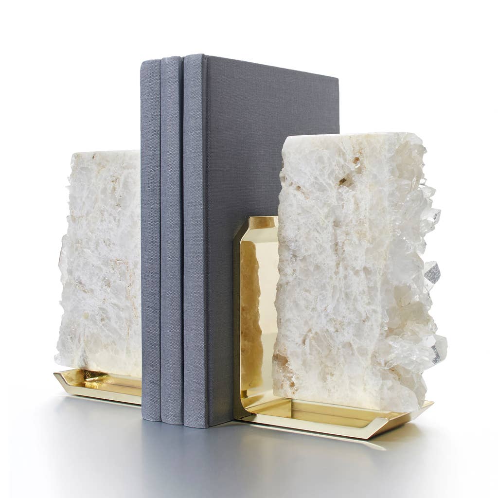 Fim Bookends Gold - Crystal Quartz Gold