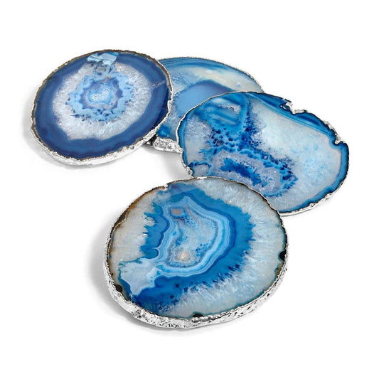 Lumino Gemstone Coasters Agate and Pure Silver