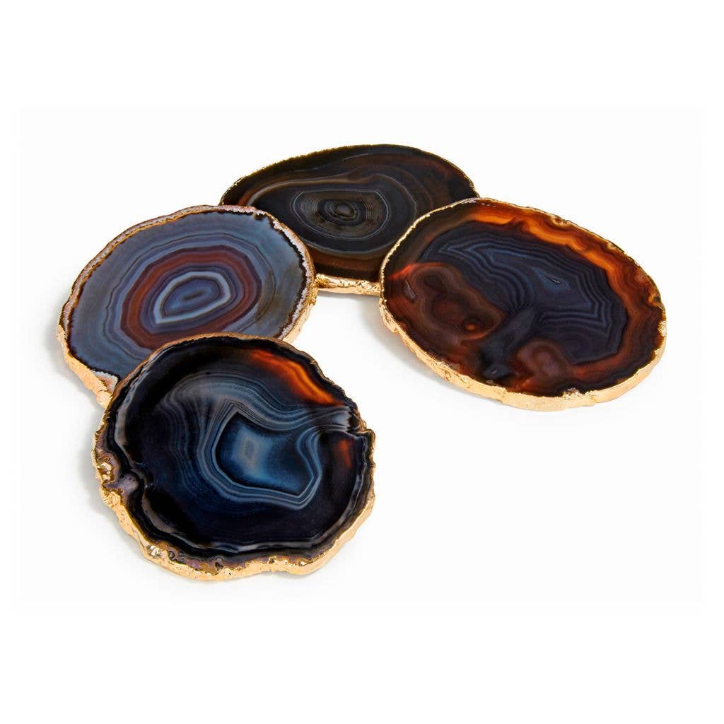 Lumino Coasters, Midnight Agate & Gold, Set of 4