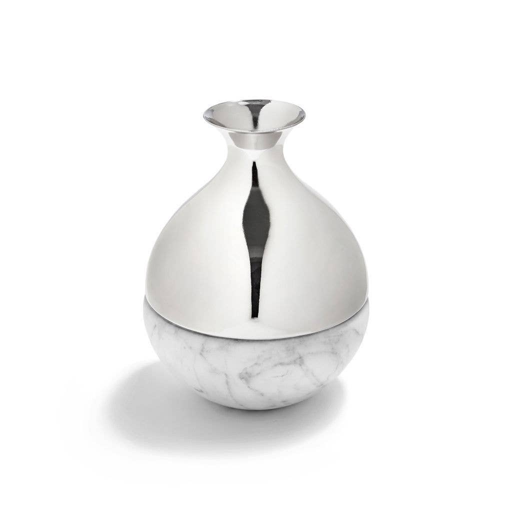 Dual Bud Vase: Carrara Marble / Silver