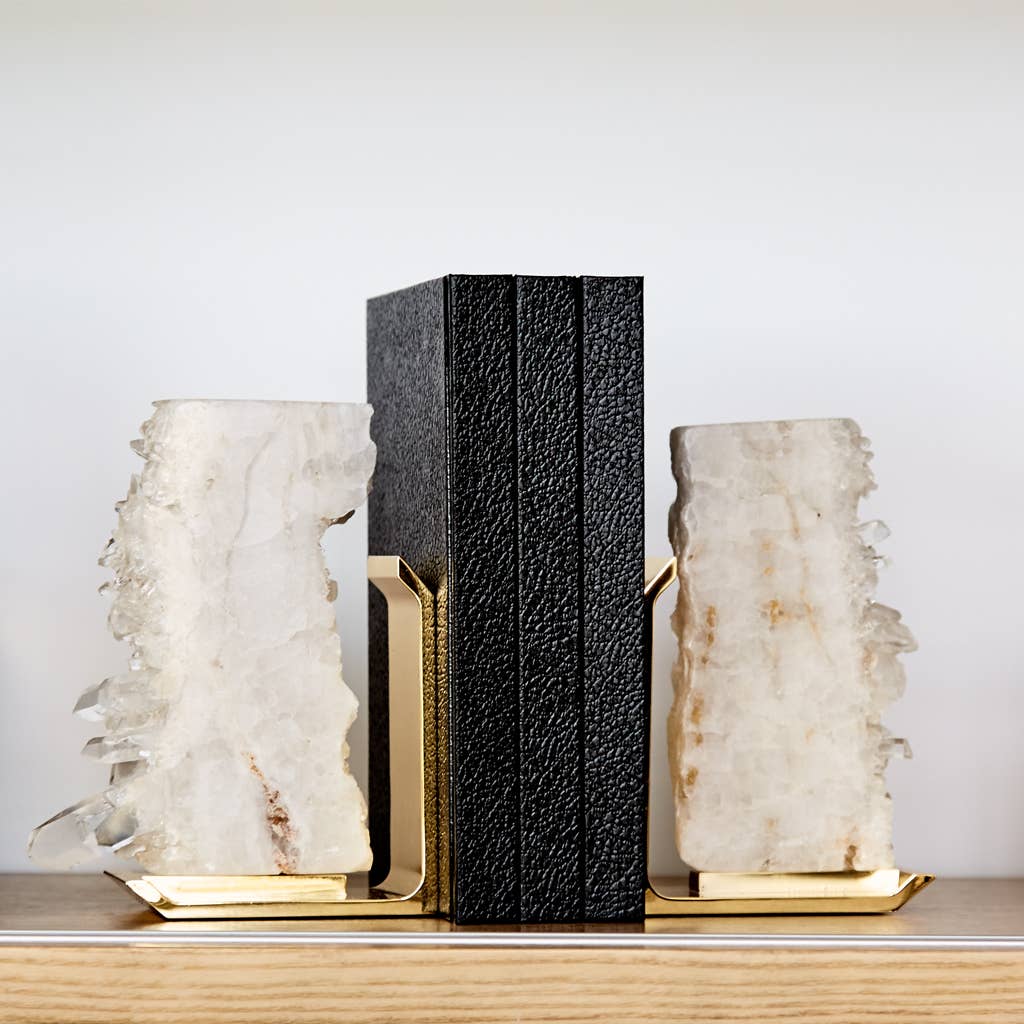 Fim Bookends Gold - Crystal Quartz Gold