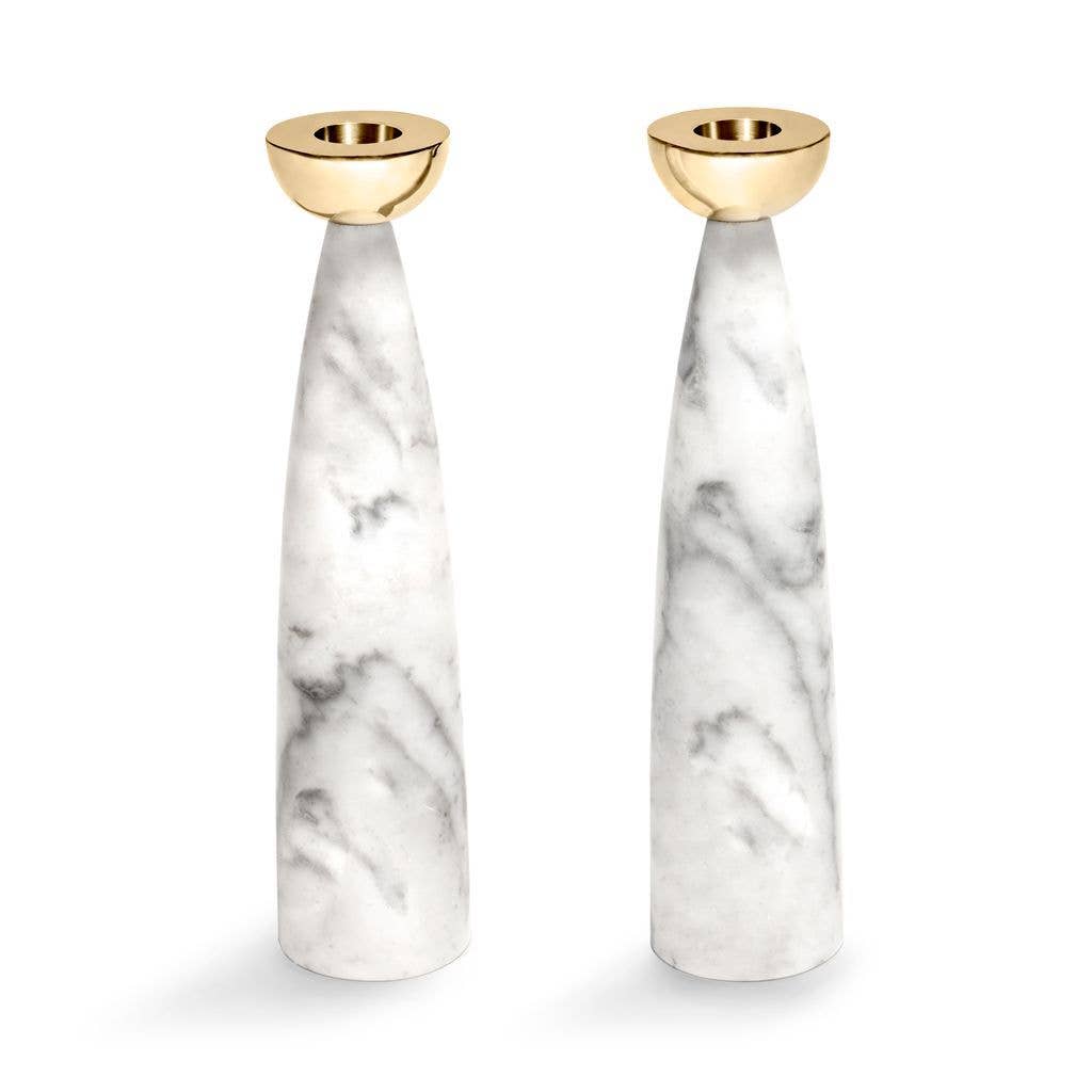 Coluna Candle Holders Marble & Gold: Carrara Marble / Gold